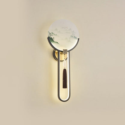 Traditional Chinese All-Copper Glass LED Wall Sconce Lamp