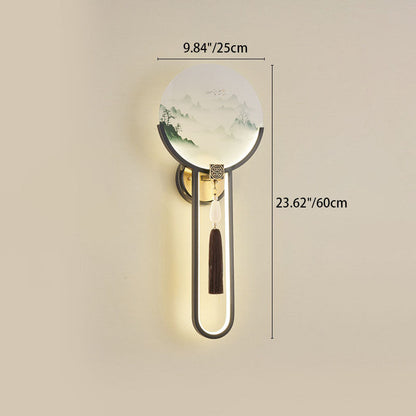 Traditional Chinese All-Copper Glass LED Wall Sconce Lamp