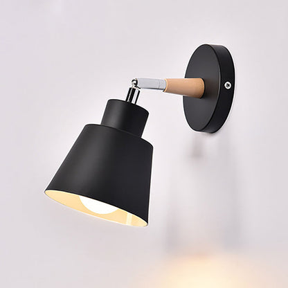 Cylindrical Aluminum Wood 1-Light Wall Sconce Lamp