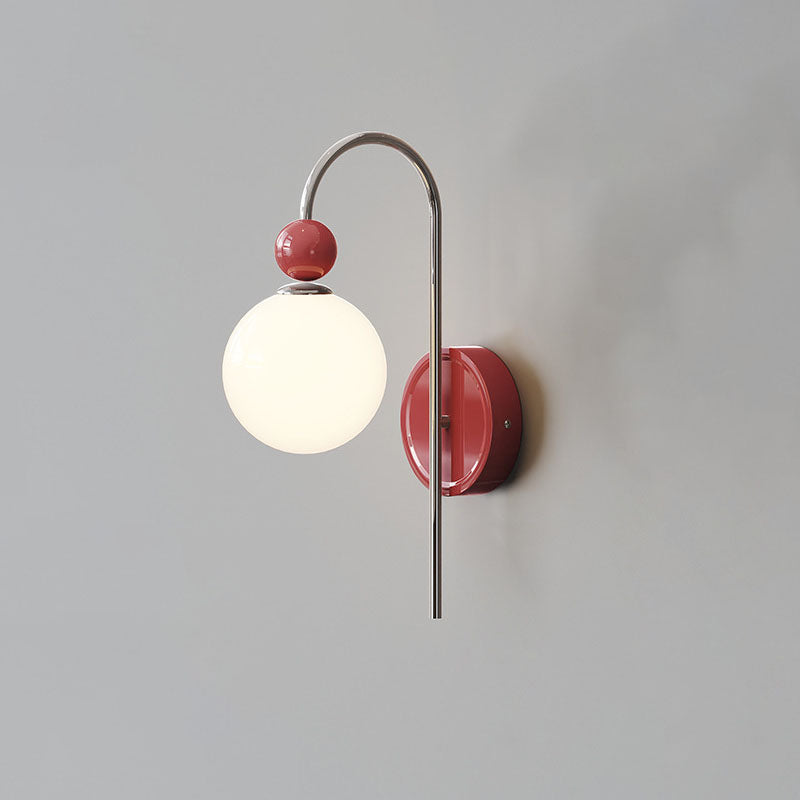 French Round Ball Iron Glass 1-Light Wall Sconce Lamp