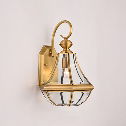 Hexagonal Glass Waterproof 1-Light Outdoor Wall Sconce Lamp
