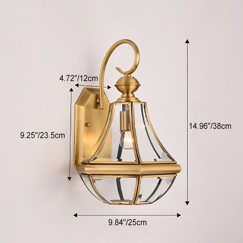Hexagonal Glass Waterproof 1-Light Outdoor Wall Sconce Lamp