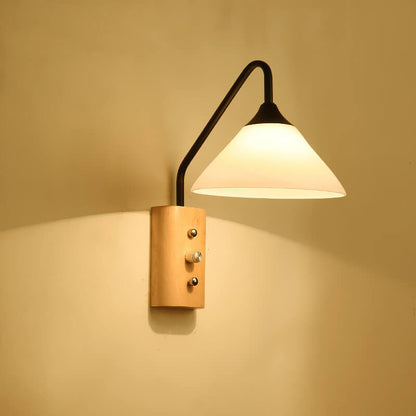 Japanese Iron Glass Lampshade 1-Light Wall Sconce Lamp