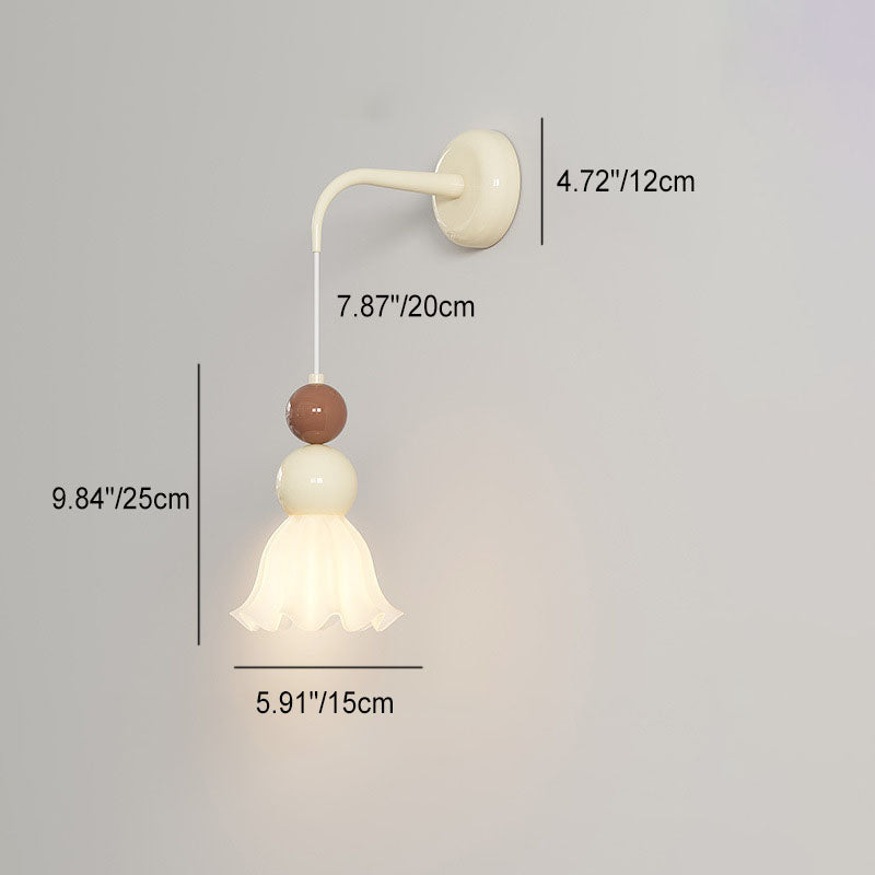 Round Gourd Petal Hardware Glass 1-Light Wall Sconce Lamp