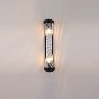 Metal Steel Crystal Column Tower 2-Light Wall Sconce Lamp