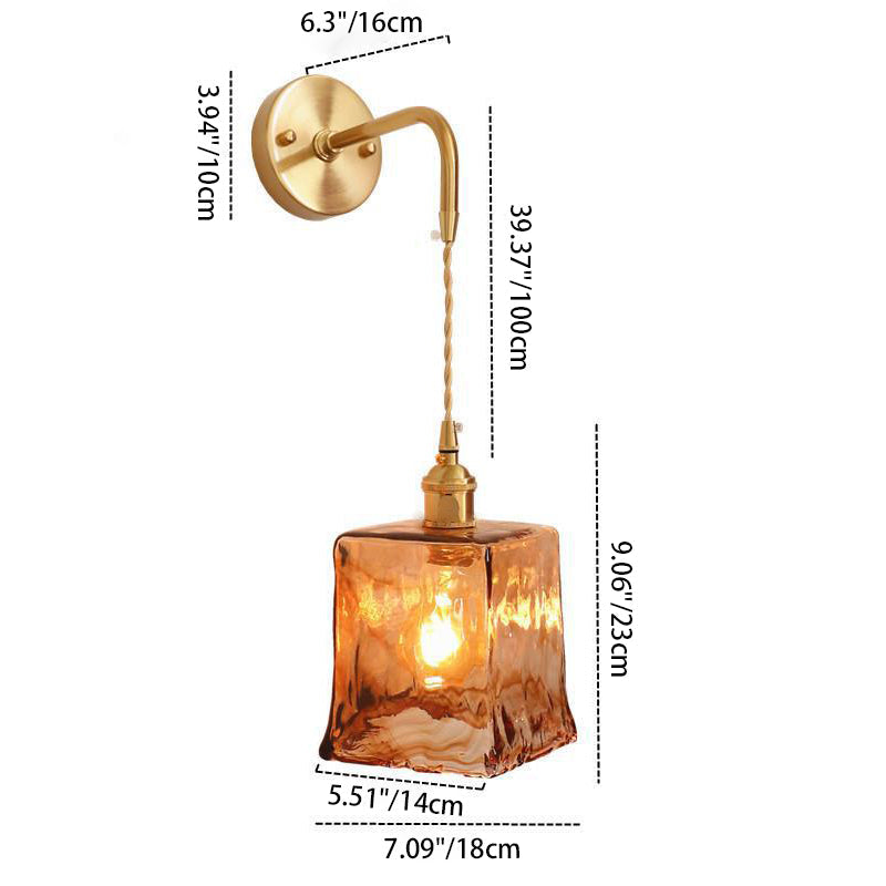 Eclectic Brass Iron Geometric 1-Light Wall Sconce Lamp