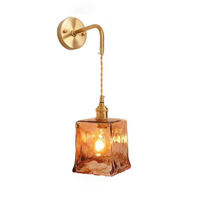 Eclectic Brass Iron Geometric 1-Light Wall Sconce Lamp