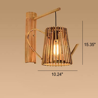 Vintage Twine Rattan Weaving 1-Light Wall Sconce Lamp