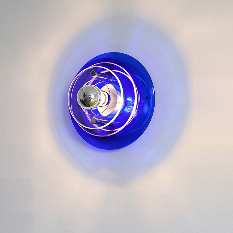 Multi-Layer Saucer Iron Acrylic 1-Light Wall Sconce Lamp