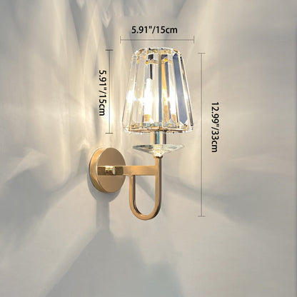 Metal Steel Crystal Ball Cylinder 1-Light Wall Sconce Lamp