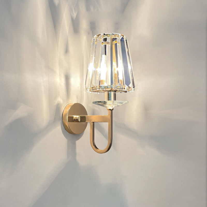Metal Steel Crystal Ball Cylinder 1-Light Wall Sconce Lamp