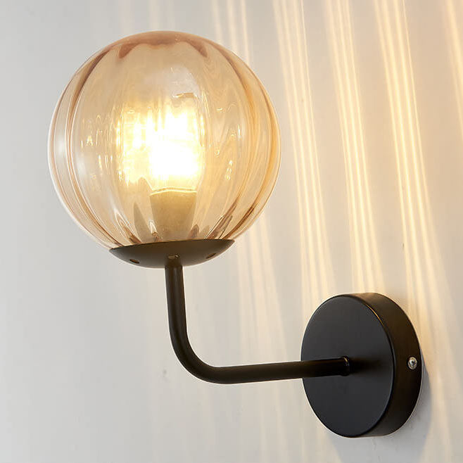 Luxury Round Ball Iron Glass 1-Light Wall Sconce Lamp