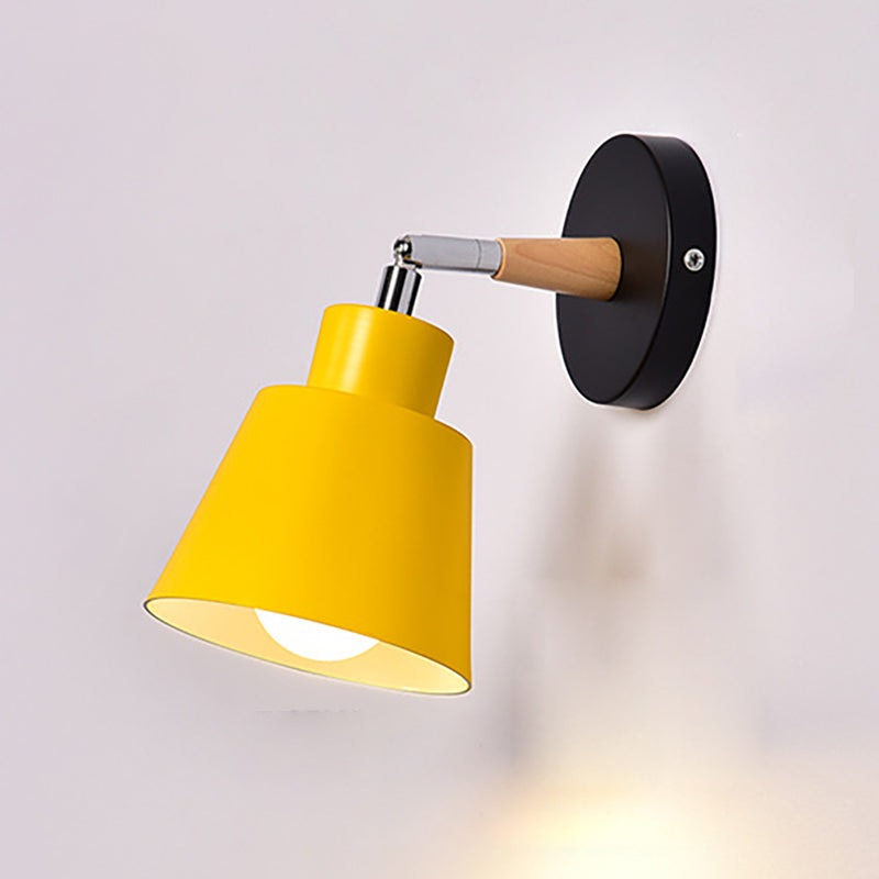 Cylindrical Aluminum Wood 1-Light Wall Sconce Lamp
