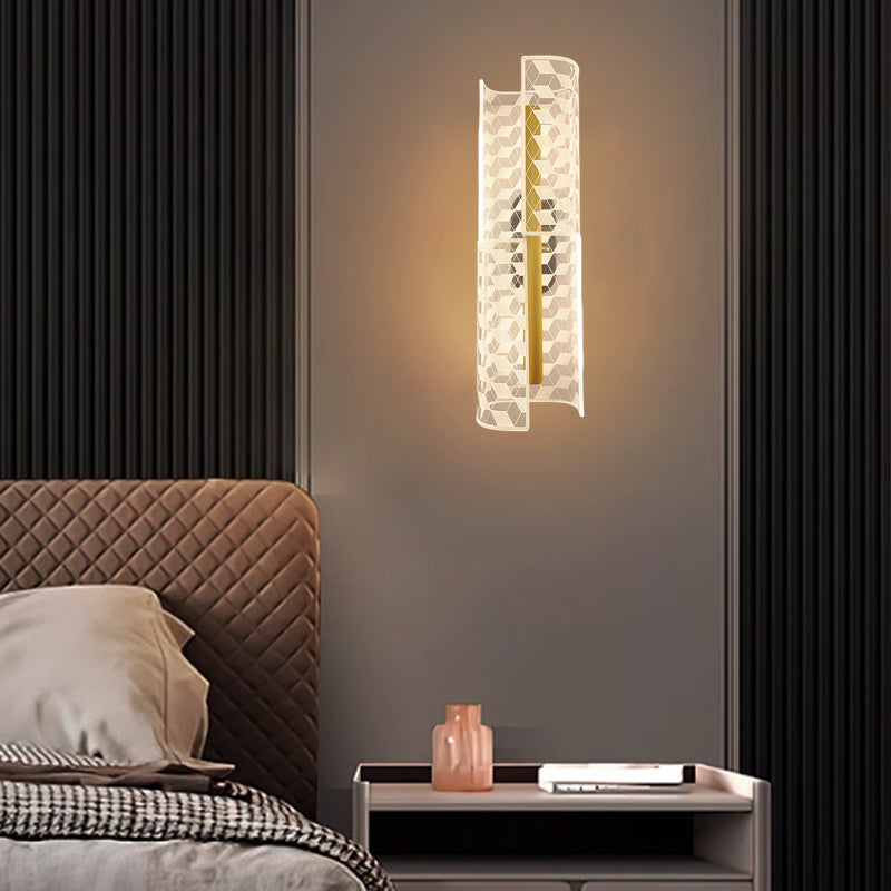 Iron Column Cut Lozenge Line LED Wall Sconce Lamp