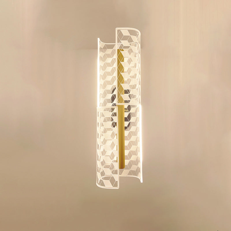 Iron Column Cut Lozenge Line LED Wall Sconce Lamp