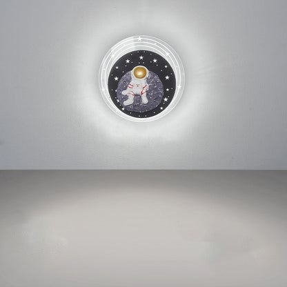 Starry Sky Moon Resin Astronaut Round LED Wall Sconce Lamp