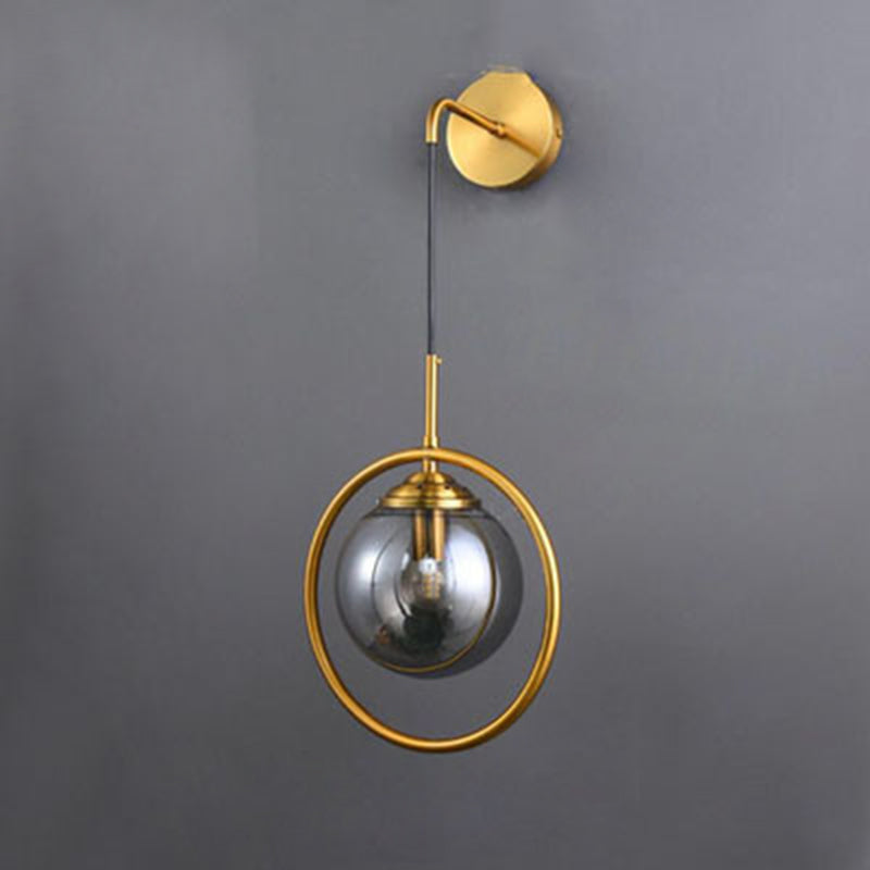 Creative Round Iron Glass 1-Light Wall Sconce Lamp