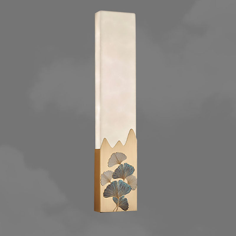 Chinese Marble All-Copper Rectangular LED Wall Sconce Lamp