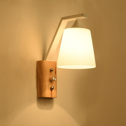 Japanese Iron Glass Lampshade 1-Light Wall Sconce Lamp