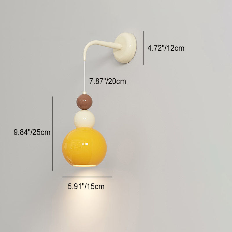 Round Gourd Petal Hardware Glass 1-Light Wall Sconce Lamp