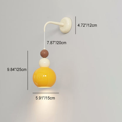 Round Gourd Petal Hardware Glass 1-Light Wall Sconce Lamp