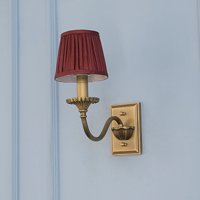 Cylinder Rod Fabric Copper 1/2 Light Wall Sconce Lamp