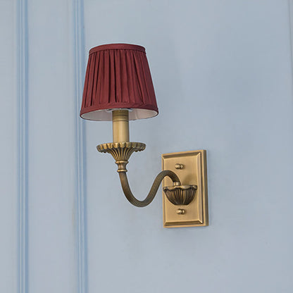 Cylinder Rod Fabric Copper 1/2 Light Wall Sconce Lamp