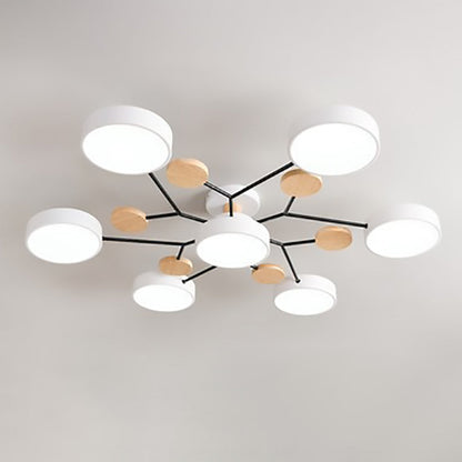 Scandinavian Round Molecule Branch Semi-Flush Light