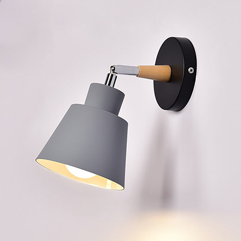 Cylindrical Aluminum Wood 1-Light Wall Sconce Lamp