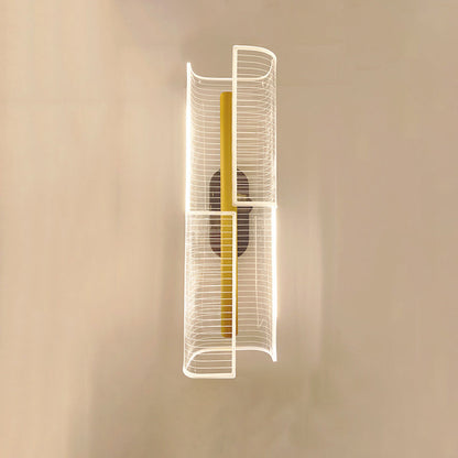 Iron Column Cut Lozenge Line LED Wall Sconce Lamp