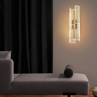 Iron Column Cut Lozenge Line LED Wall Sconce Lamp