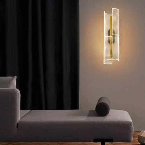 Iron Column Cut Lozenge Line LED Wall Sconce Lamp