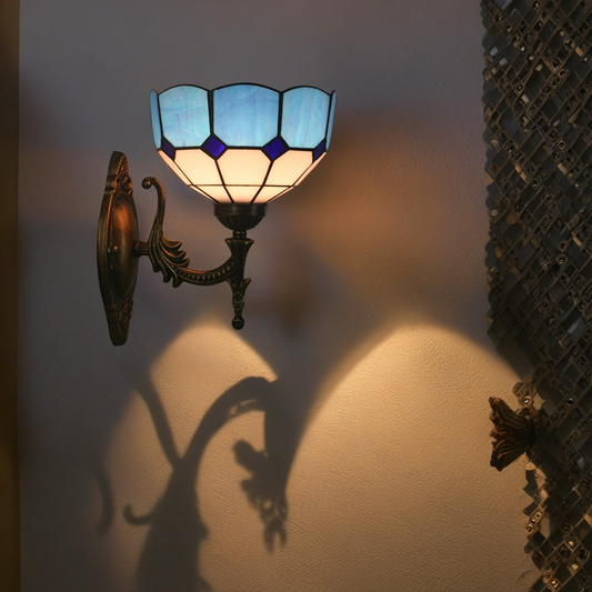 Tiffany Half Circle Alloy Iron 1-Light Wall Sconce Lamp