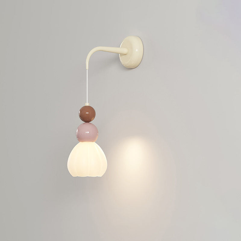 Round Gourd Petal Hardware Glass 1-Light Wall Sconce Lamp