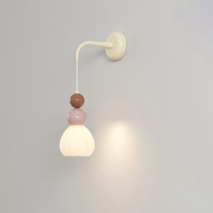 Round Gourd Petal Hardware Glass 1-Light Wall Sconce Lamp
