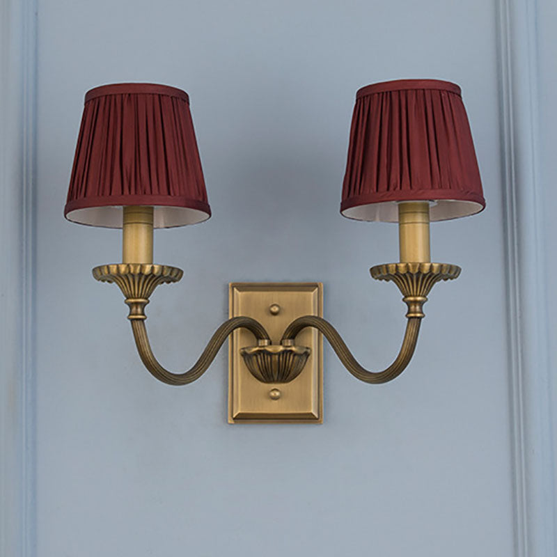Cylinder Rod Fabric Copper 1/2 Light Wall Sconce Lamp