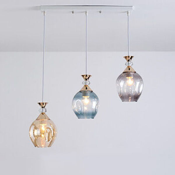 Contemporary Nordic Gradient Glass Hardware Orb 1/3 Light Island Light Chandelier for Living Room