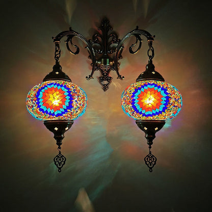 Tiffany Hardware Stained Glass 2-Light Wall Sconce Lamp