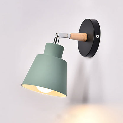 Cylindrical Aluminum Wood 1-Light Wall Sconce Lamp