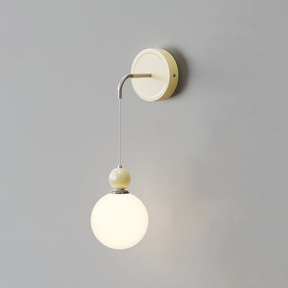 French Round Ball Iron Glass 1-Light Wall Sconce Lamp