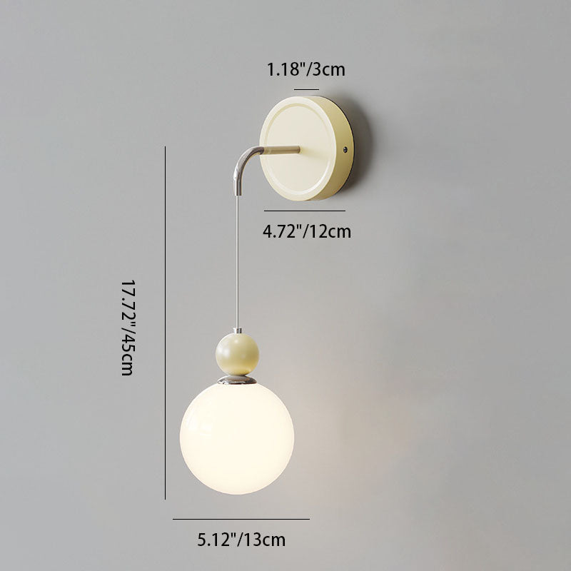 French Round Ball Iron Glass 1-Light Wall Sconce Lamp