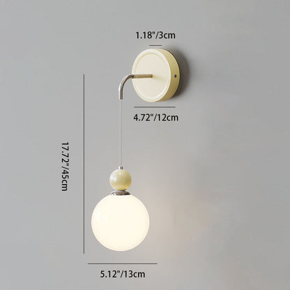 French Round Ball Iron Glass 1-Light Wall Sconce Lamp