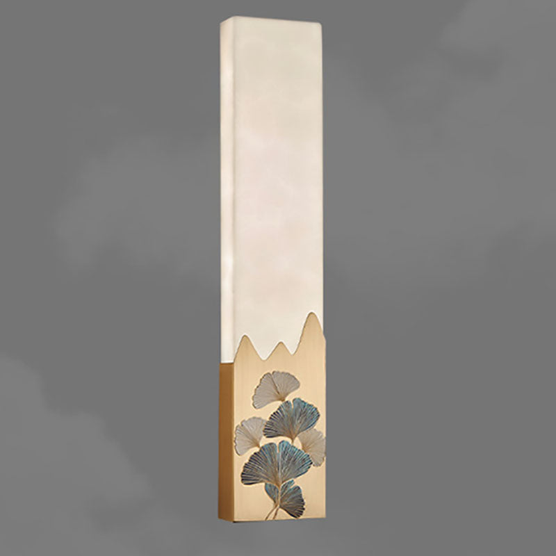 Chinese Marble All-Copper Rectangular LED Wall Sconce Lamp