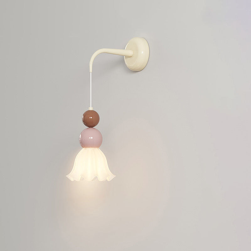 Round Gourd Petal Hardware Glass 1-Light Wall Sconce Lamp