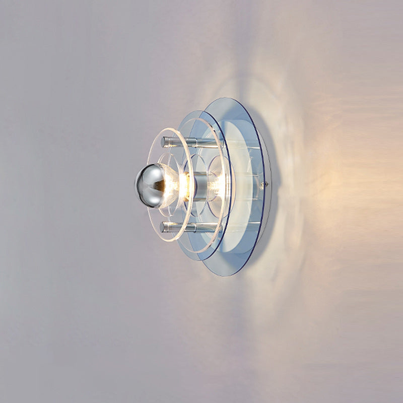 Multi-Layer Saucer Iron Acrylic 1-Light Wall Sconce Lamp