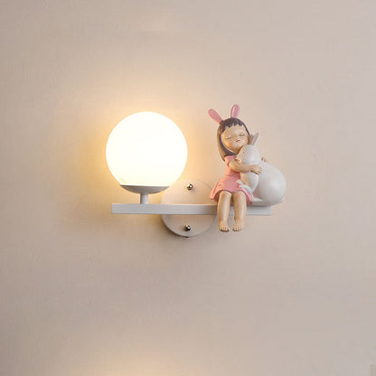 Kids Unicorn Orb Resin Iron Glass 1-Light Wall Sconce Lamp