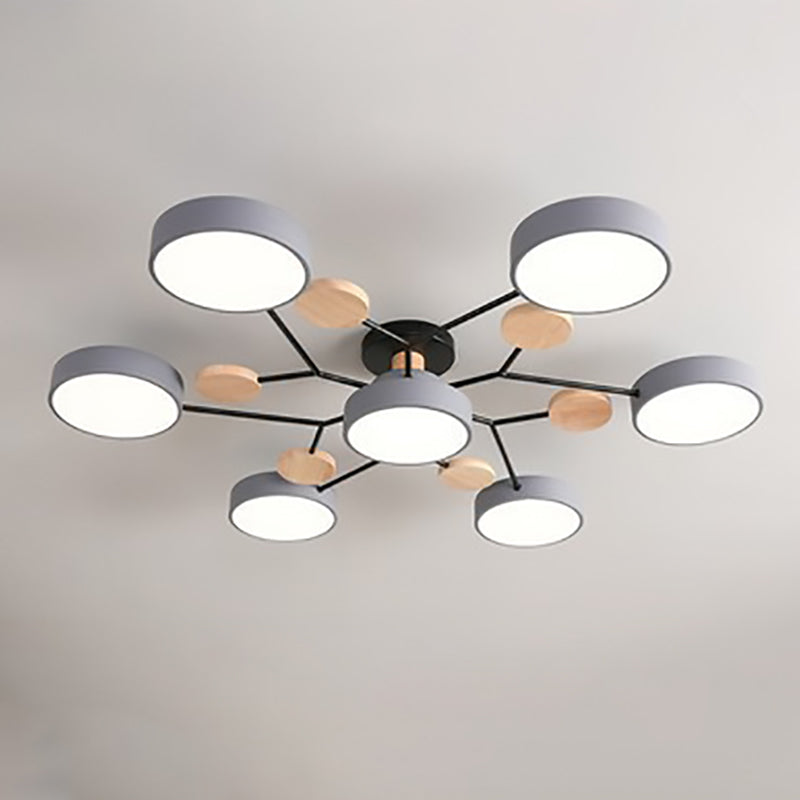 Scandinavian Round Molecule Branch Semi-Flush Light