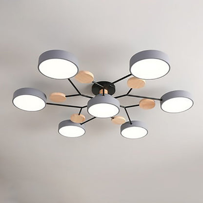 Scandinavian Round Molecule Branch Semi-Flush Light
