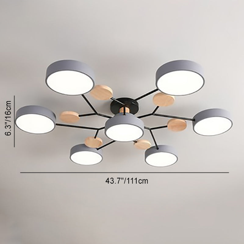 Scandinavian Round Molecule Branch Semi-Flush Light