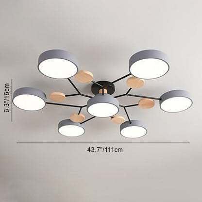 Scandinavian Round Molecule Branch Semi-Flush Light